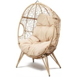 Concept Usine Sillón huevo con soporte de resina beige con efecto ratán