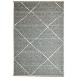 THEKO Alfombra fina tejida a máquina en lana y viscosa antracita 80x150 cm