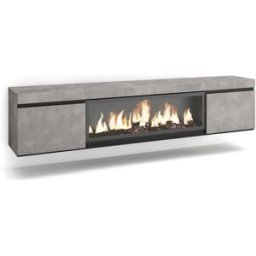 Skraut home Mueble tv efecto madera cemento 208x35x45cm chimenea efecto fuego