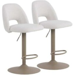 GEESE HOME Pack de 2 taburetes, tapizados en chenilla color crema