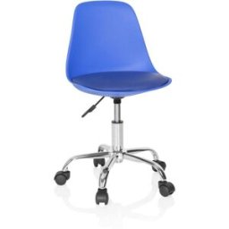 hjh OFFICE Silla giratoria para niños piel sintética azul