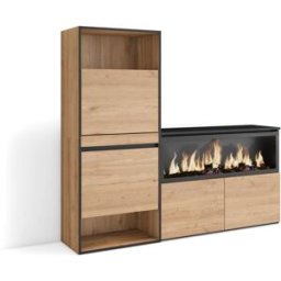 Skraut home Zapatero efecto madera roble 167x35x145cm chimenea efecto fuego