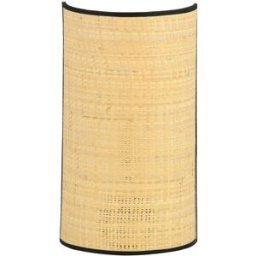 Wonderlamp Aplique de pared estilo natural con forma cilíndrica de ratán