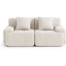 MILYsofa Sofá modular recto de 2 plazas tejido chenilla blanco marfil
