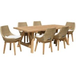 MACABANE Muebles de jardín de teca y ratán recuperados. 6 plazas.