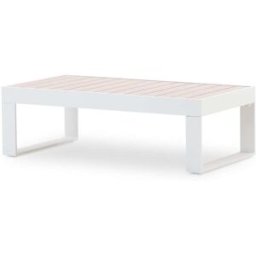 Defora Home Mesa baja jardin aluminio blanco efecto madera