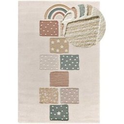 Atticgo Alfombra infantil rayuela blanco/multicolor, 120x170 cm