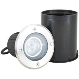 Lucande Foco de suelo empotrado led de acero gris