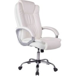 HOMN Sillón de oficina elevable y reclinable, piel sintética, color blanco