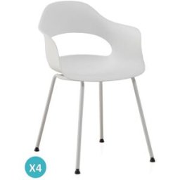 GEESE HOME Pack 4 sillones pp color blanco con patas metálicas