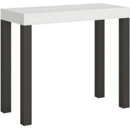 Itamoby Consola extensible 90x40/300 cm efecto madera fresno blanco y hierro