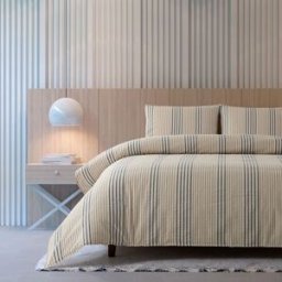 Casa da Laura Funda nórdica Rayas 100% Algodón Marrón Cama 90 cm (160 x 220 cm 1 C