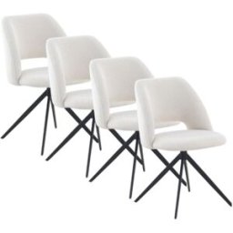 GEESE HOME Pack de 4 sillas tapizadas giratorias nido de abeja en blanco