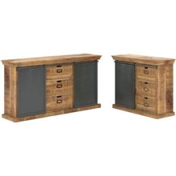 Maison Pavane Conjunto de 2 bufetes medianos y pequeños de madera de mango maciza.