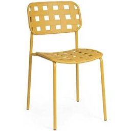 Bizzotto Conjunto de 2 sillas de acero con asiento amarillo