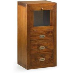 MOYCOR Mueble auxiliar con 1 puerta y 3 cajones de madera marrón anch. 45 cm