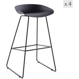 Nordlys Set 4 taburetes altos en acero negro