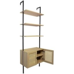 Box & beyond Estantería de pared 2 puertas, mimbre y metal, salón, 60 x 35 x 184 cm