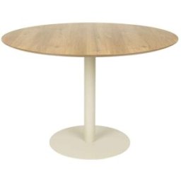 Mathi Design Mesa redonda de acero y mdf imitación madera