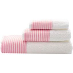 Casa da Laura Juego de toallas de 3 piezas Rayas Rosa 450 gr./m2