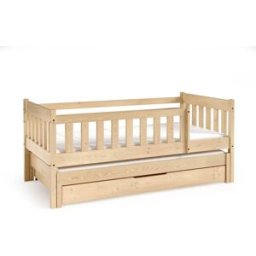 Furnlux Cama individual infantil de madera maciza de pino color beige 80x160