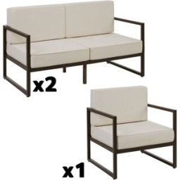 Tectake Conjunto de jardín para 5 personas con acolchado xxl, marrón/beige