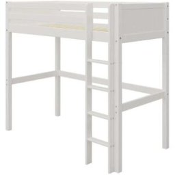 Furnlux Cama loft de madera maciza de pino color blanco 90x200