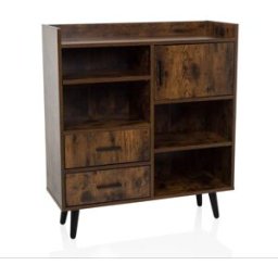 hjh LIVING Cómoda con aspecto de madera marrón/negro