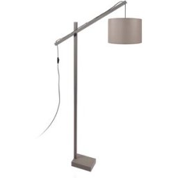 Tosel Lámpara pie alto articulado madera taupe pantalla taupe