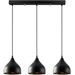 Wonderlamp Regleta colgante negro 3 luces y pantallas de metal