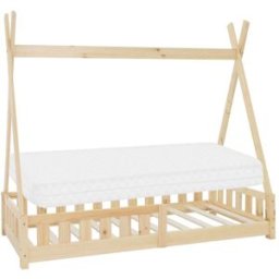 ML-Design Cama infantil tipi 80x160 cm color natural con colchón espuma fría