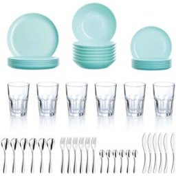 Luminarc Vajilla vidrio opal turquesa 48 piezas