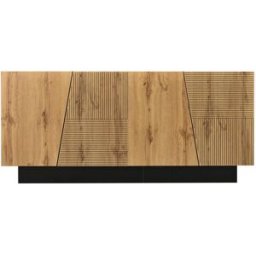 Urban Meuble Aparador moderno de madera y negro con diseño geométrico y almacenaje.