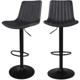 Maison Pavane Set de 2 sillas de bar en cuero sintético gris oscuro 62,5/83 cm