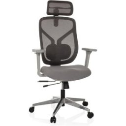 hjh OFFICE Silla alta gama tela / tejido de malla gris