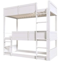 OKWISH Cama triple blanca de madera modular 90x200 cm