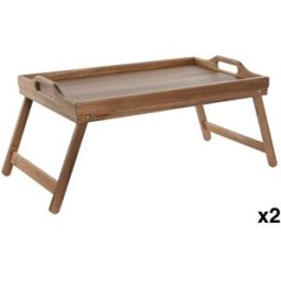 NIYLO Conjunto de 2 bandejas en madera natural 50x30x24 cm