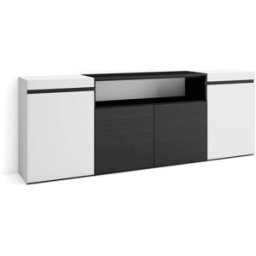 Skraut home Aparador efecto madera blanco y negro 200x35x75cm