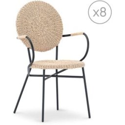 Defora Home Pack de 8 sillas apilables acero y ratan