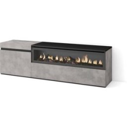 Skraut home Mueble tv efecto madera cemento 150x35x45cm chimenea efecto fuego