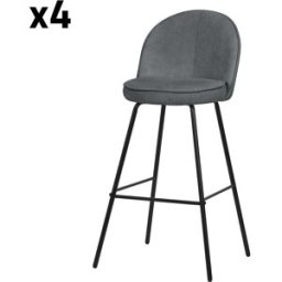 ML-Design Set de 4 Taburetes de bar antracita 75cm tapizado y soporte metálico