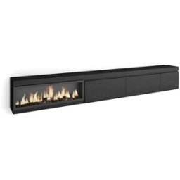 Skraut home Mueble tv efecto madera negro 317x35x45cm chimenea efecto fuego