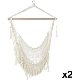 NIYLO Conjunto de 2 sillas colgante en algodón crudo 100x50x130 cm
