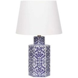 Beliani Lámpara de mesa porcelana blanco azul