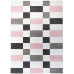 Tapiso Alfombra para niño rosa gris blanco negro geométrico 180x250cm