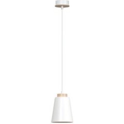 Wonderlamp Lámpara de techo nórdico con pantalla blanca y detalles en madera