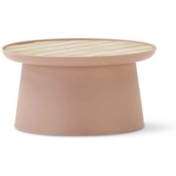 Defora Home Mesa auxiliar redonda polipropileno con bandeja de madera d70 rosa