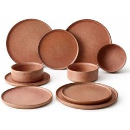Sia Deco Juego de 16 piezas de vajilla de gres marrón