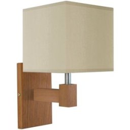 Tosel Aplique de pared brazo madera escuro metal pantalla beige
