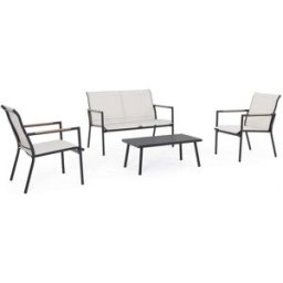 Konte.Design Conjunto de salón completo con sofá, sillones y mesita